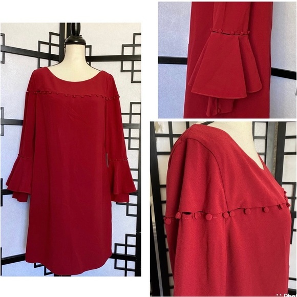 NWT Laundry By SHELLI  SEGAL  Red Sheath Dress Sz‎ 10 - Picture 12 of 12